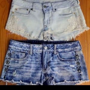 2 pairs; womens, size 8... American Eagle Jean Shorts